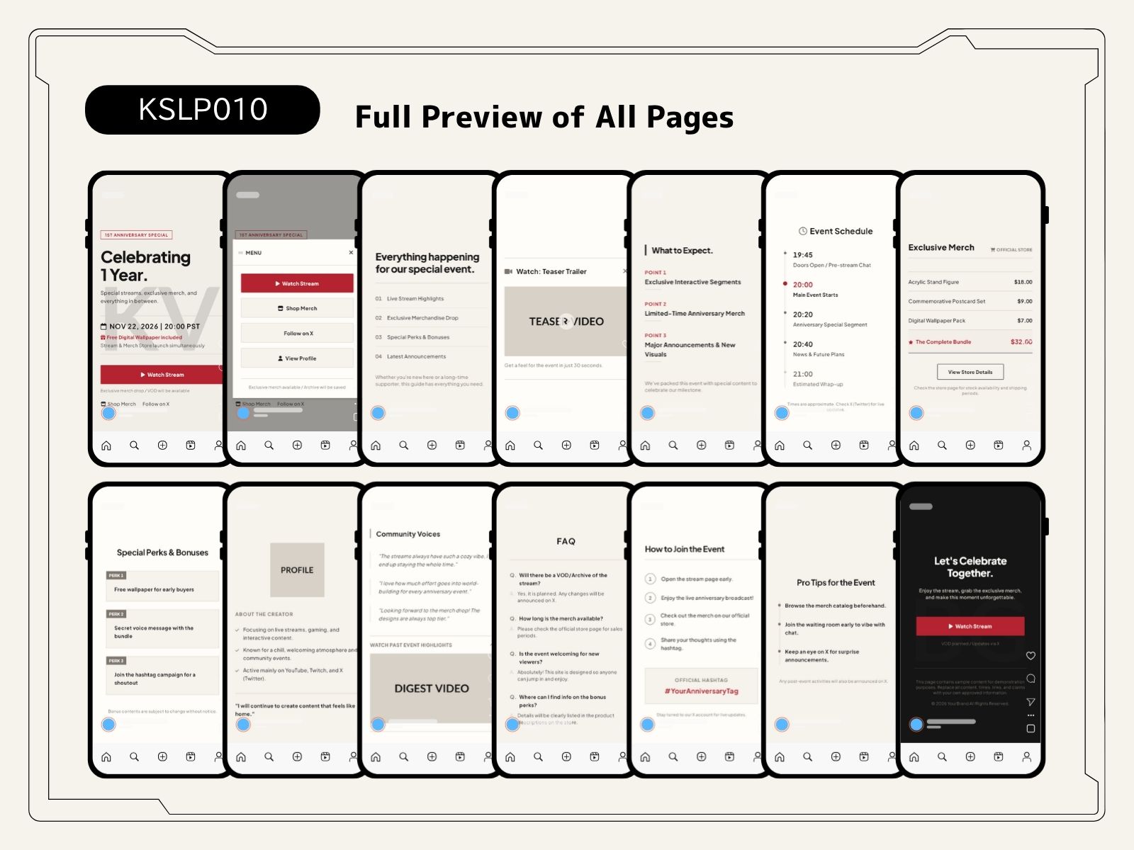 KSLP010 | Live Stream & Merch Drop Landing Page Template