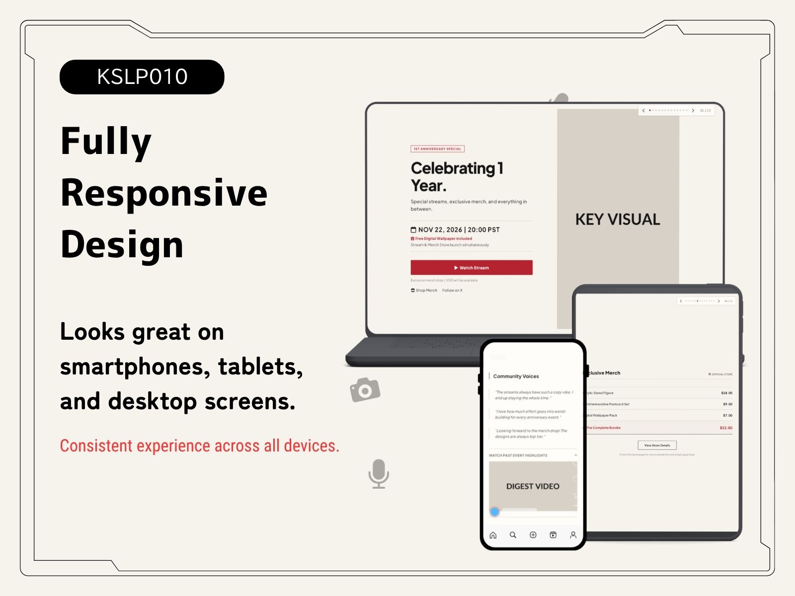 KSLP010 | Live Stream & Merch Drop Landing Page Template