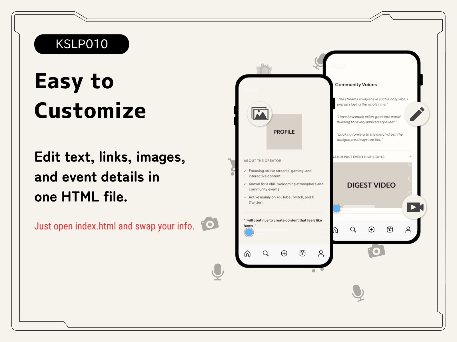 KSLP010 | Live Stream & Merch Drop Landing Page Template