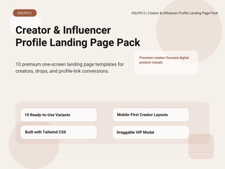 KSLP012 | Creator & Influencer Profile Landing Page Pack