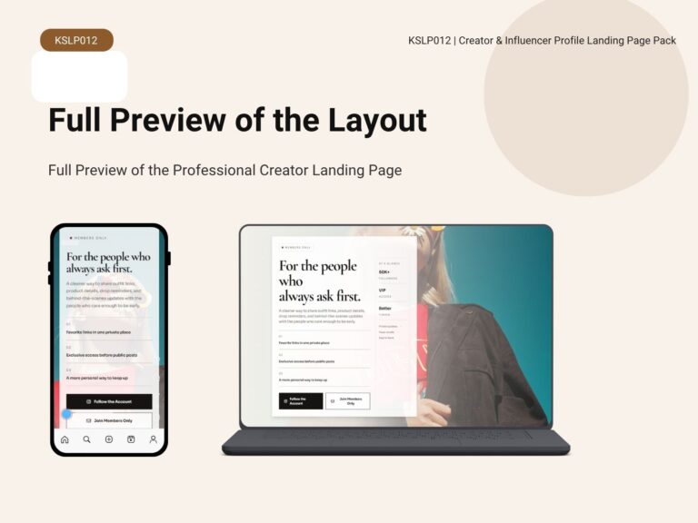KSLP012-06 | Creator & Influencer Profile Landing Page