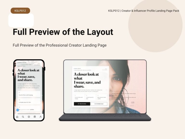 KSLP012-07 | Creator & Influencer Profile Landing Page
