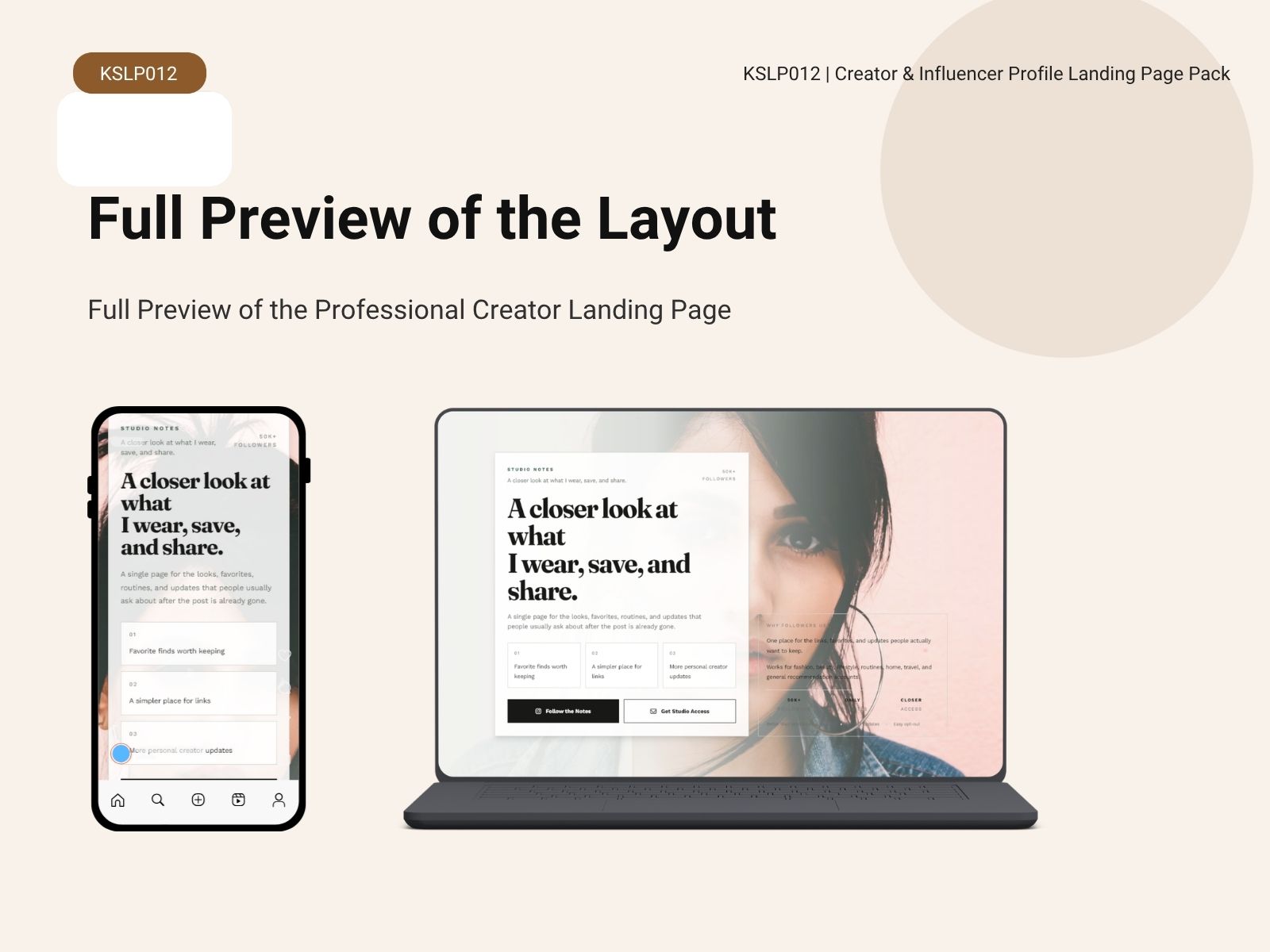 KSLP012-07 | Creator & Influencer Profile Landing Page