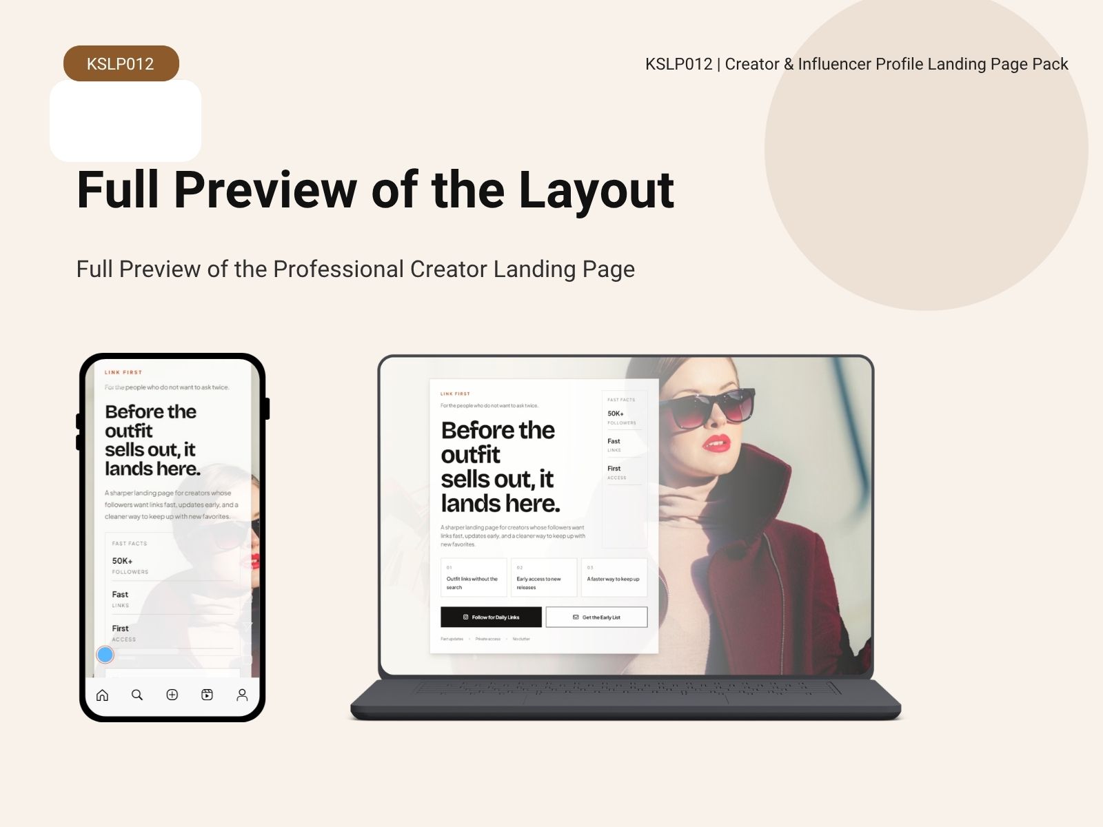 KSLP012-08 | Creator & Influencer Profile Landing Page