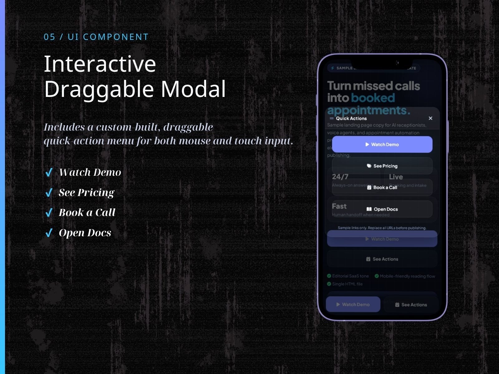 KSLP011 | AI Receptionist & Voice Agent Landing Page Template