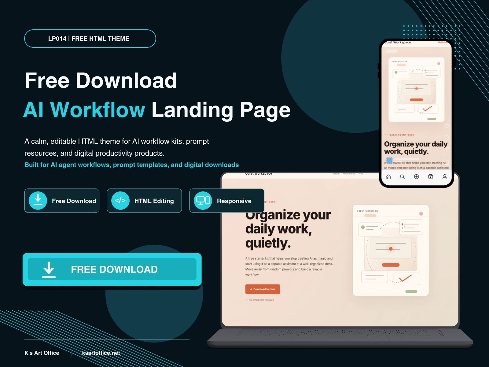 LP014 | Free AI Agent Workflow Landing Page Theme