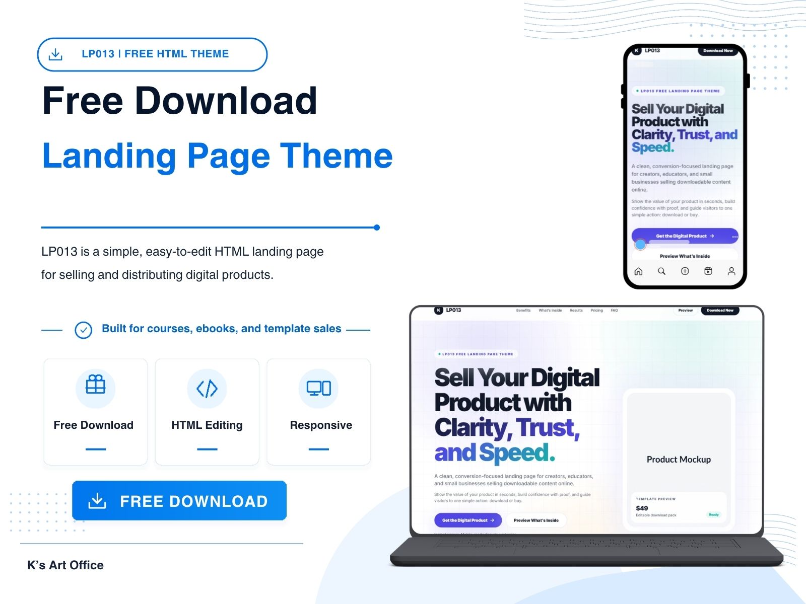 KSLP013 | Free Digital Product Landing Page Theme