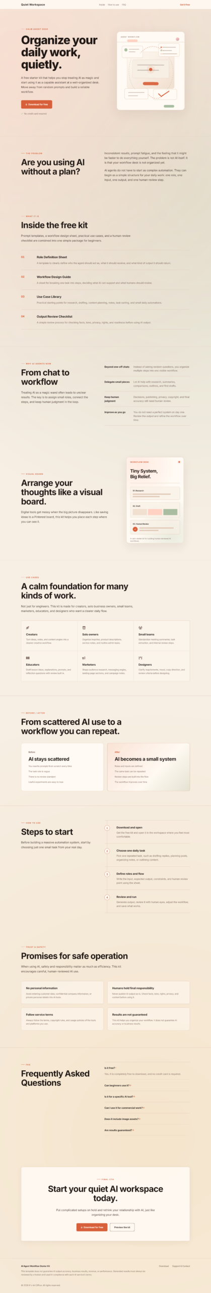 LP014 | Free AI Agent Workflow Landing Page Theme