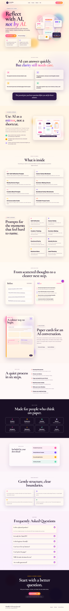 KSLP015 | Mindful AI Prompt Journal Landing Page Template