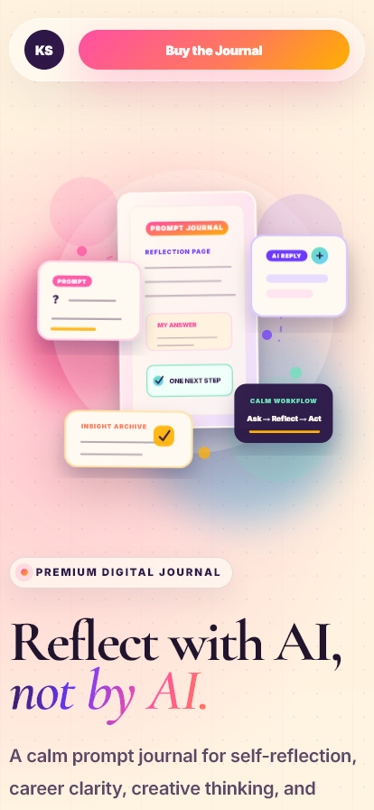 KSLP015 | Mindful AI Prompt Journal Landing Page Template