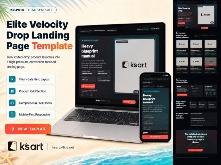 KSLP018 | Physical Product Drop Landing Page Template