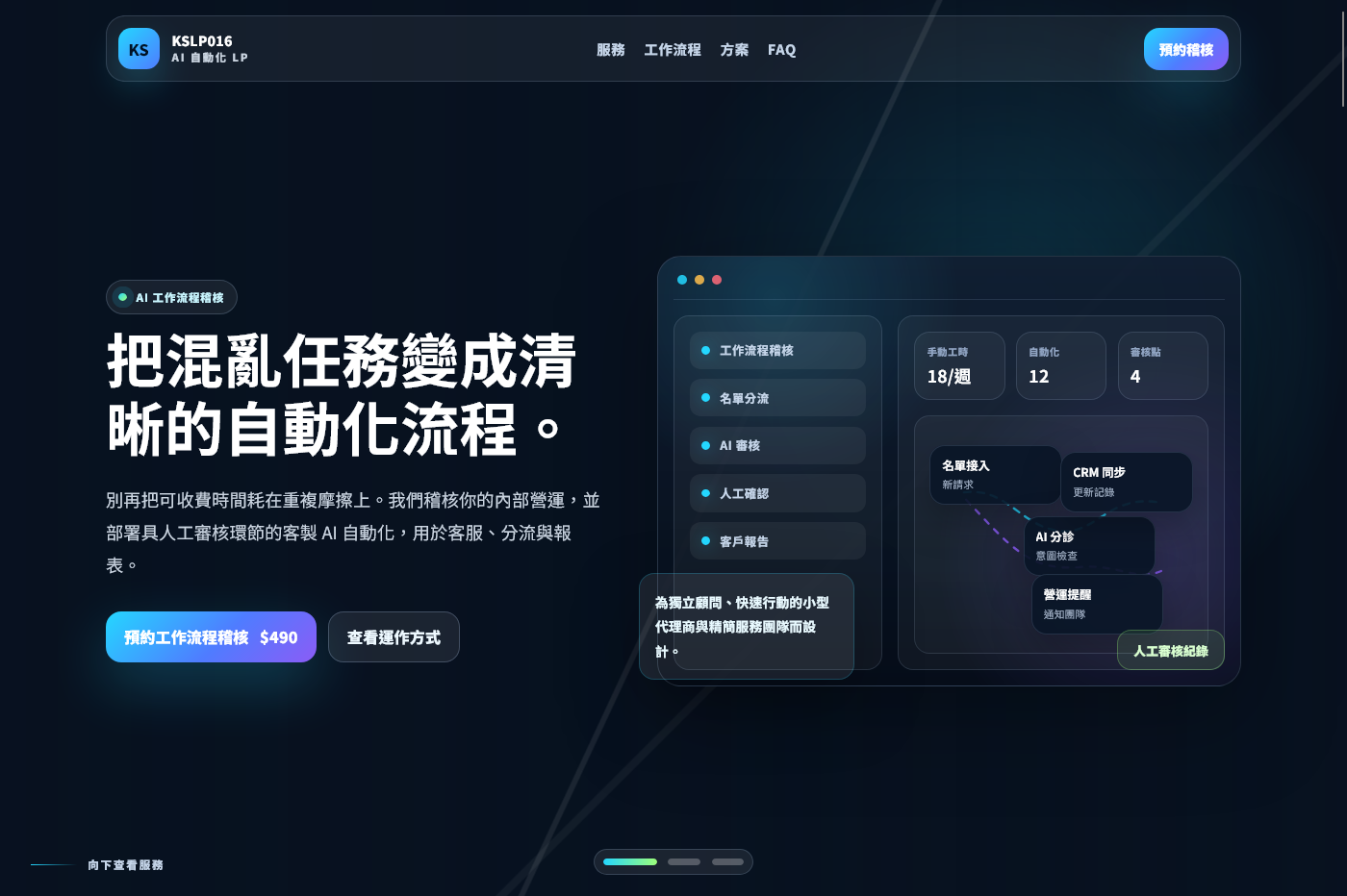KSLP016 | AI 自動化顧問登陸頁範本(繁體中文版)