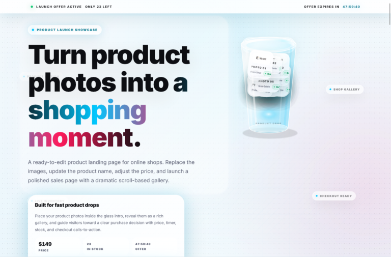 KSLP019 | Product Launch Gallery Landing Page Template