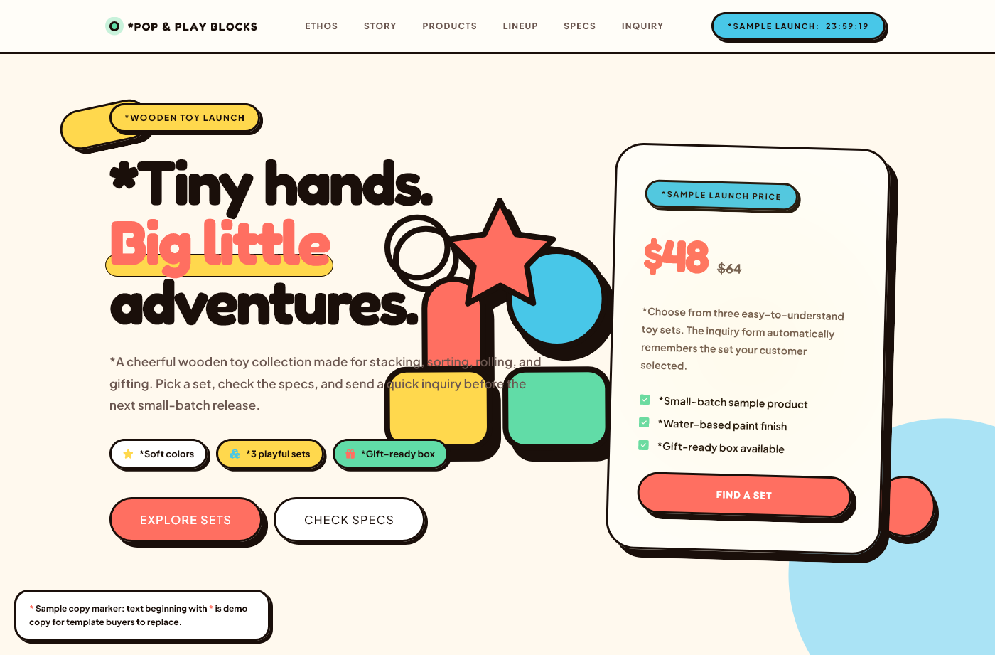KSLP021 | Playful Wooden Toy Inquiry Landing Page Template