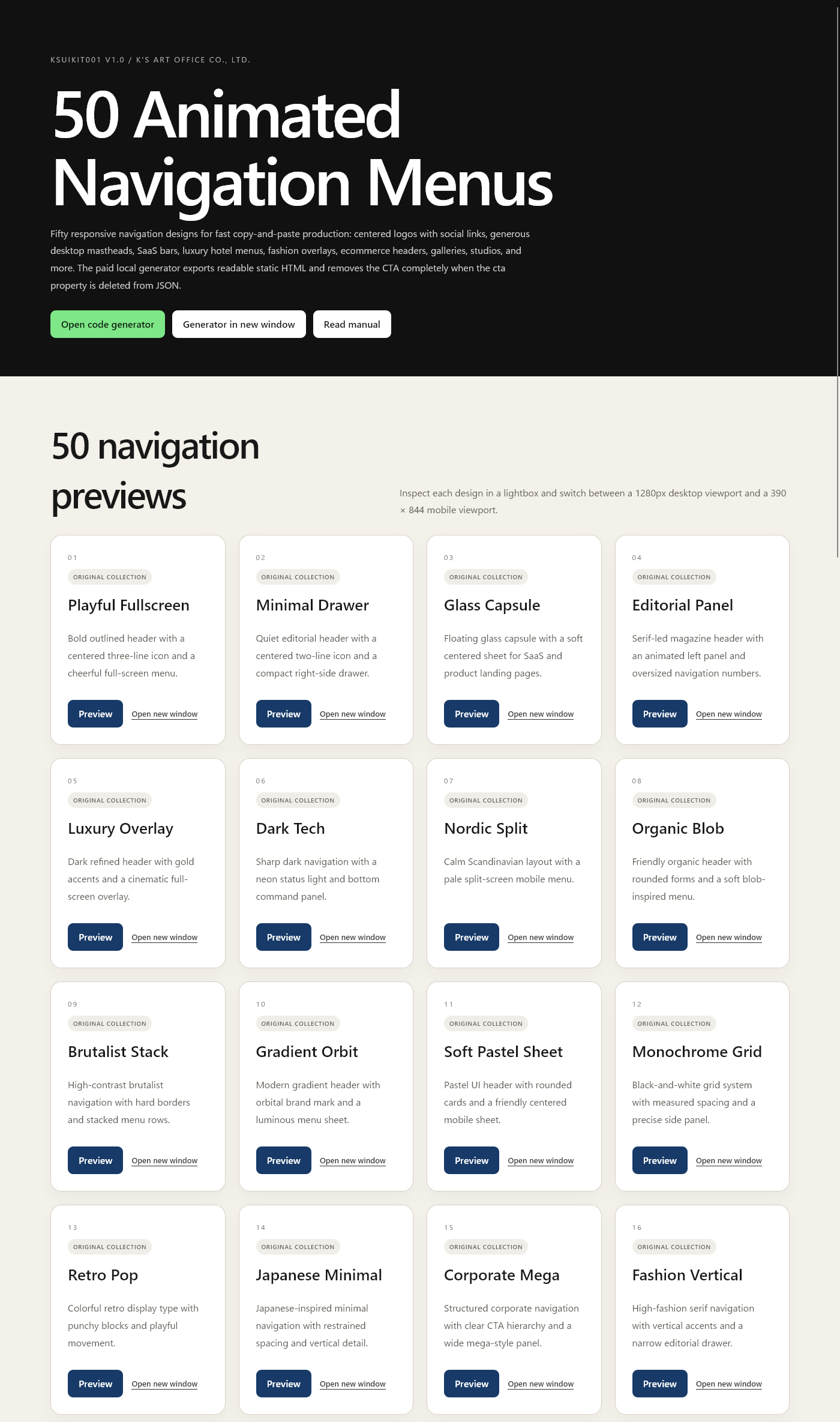 50 Animated Navigation Menu UI Kit (KSUIKIT001)